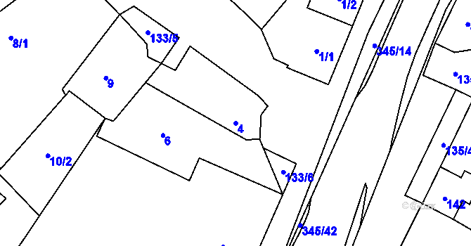 Parcela st. 4 v KÚ Libišany, Katastrální mapa