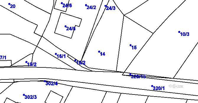 Parcela st. 14 v KÚ Libišany, Katastrální mapa