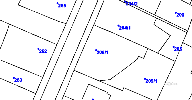 Parcela st. 208/1 v KÚ Libišany, Katastrální mapa