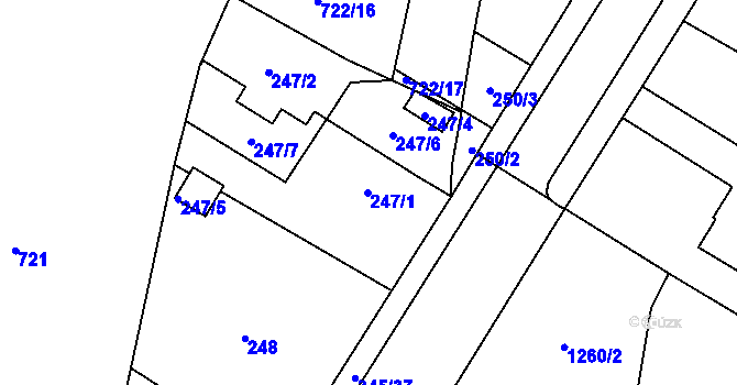 Parcela st. 247/1 v KÚ Libišany, Katastrální mapa