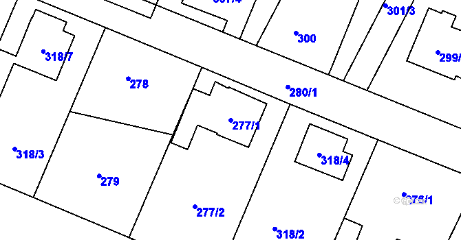 Parcela st. 277/1 v KÚ Libišany, Katastrální mapa