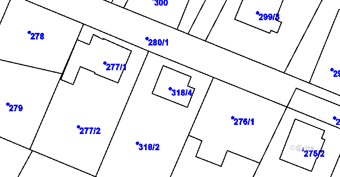 Parcela st. 318/4 v KÚ Libišany, Katastrální mapa