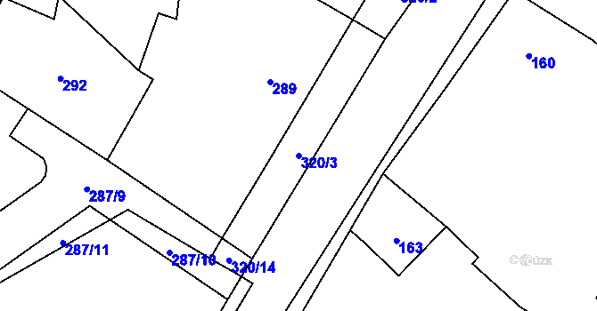 Parcela st. 320/3 v KÚ Libišany, Katastrální mapa