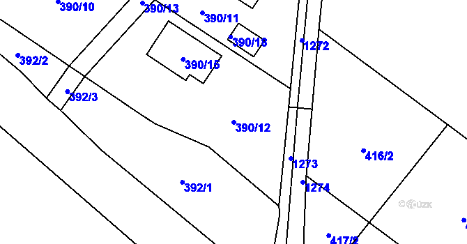 Parcela st. 390/12 v KÚ Libišany, Katastrální mapa
