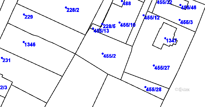 Parcela st. 455/2 v KÚ Libišany, Katastrální mapa