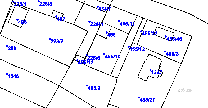 Parcela st. 455/10 v KÚ Libišany, Katastrální mapa