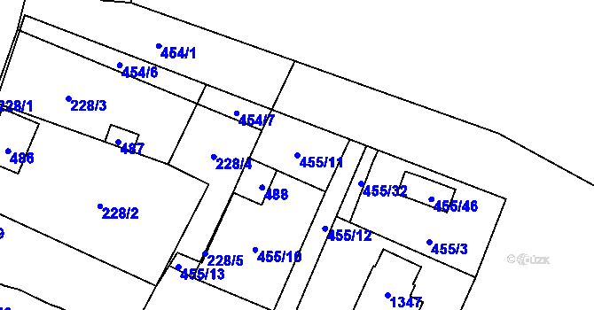 Parcela st. 455/11 v KÚ Libišany, Katastrální mapa