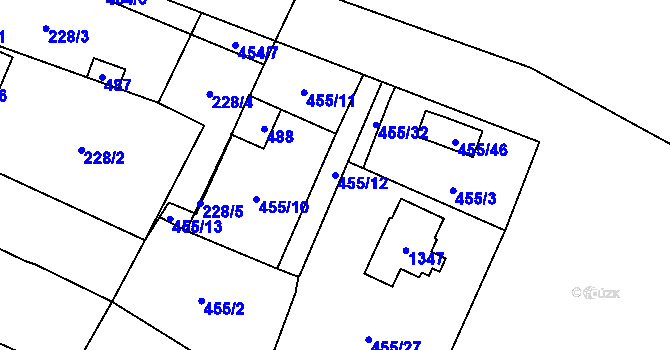 Parcela st. 455/12 v KÚ Libišany, Katastrální mapa