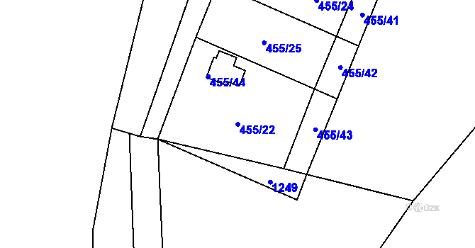 Parcela st. 455/22 v KÚ Libišany, Katastrální mapa