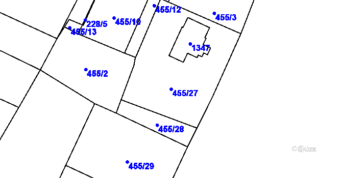 Parcela st. 455/27 v KÚ Libišany, Katastrální mapa