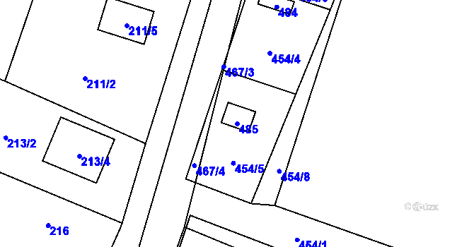Parcela st. 485 v KÚ Libišany, Katastrální mapa