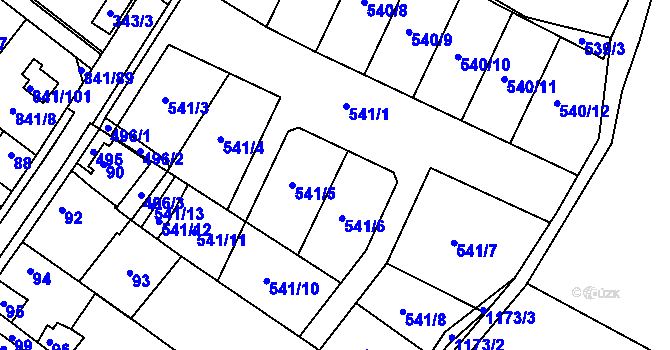 Parcela st. 541/1 v KÚ Libišany, Katastrální mapa