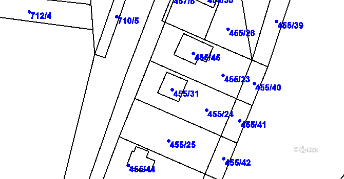 Parcela st. 455/31 v KÚ Libišany, Katastrální mapa