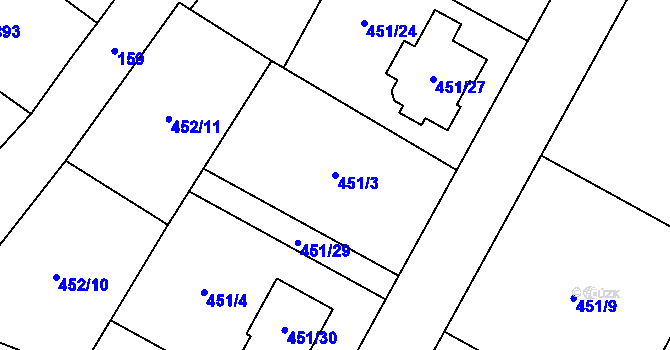 Parcela st. 451/3 v KÚ Libišany, Katastrální mapa