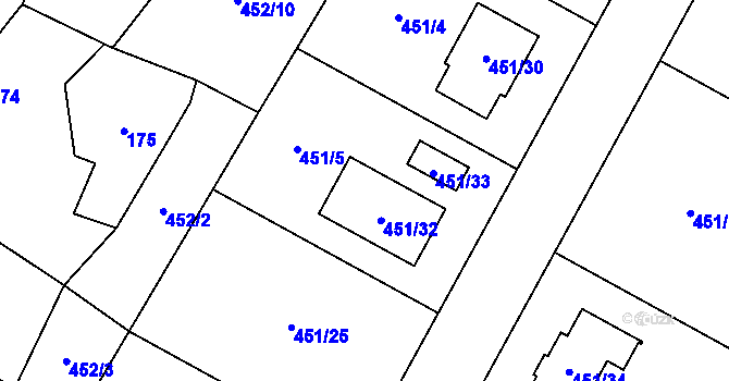 Parcela st. 451/5 v KÚ Libišany, Katastrální mapa