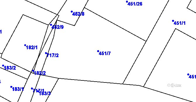 Parcela st. 451/7 v KÚ Libišany, Katastrální mapa