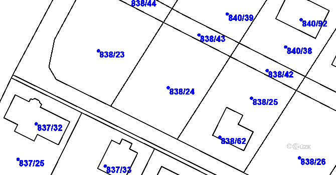 Parcela st. 838/24 v KÚ Libišany, Katastrální mapa