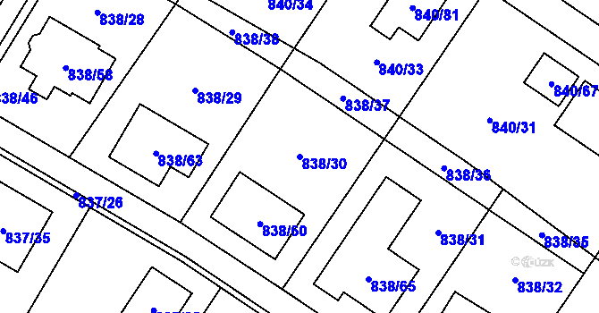 Parcela st. 838/30 v KÚ Libišany, Katastrální mapa