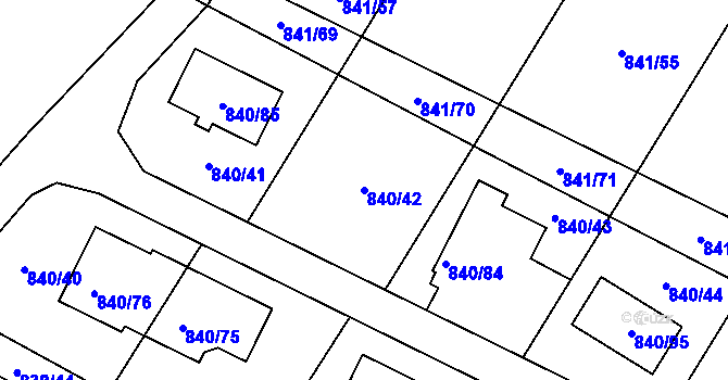 Parcela st. 840/42 v KÚ Libišany, Katastrální mapa
