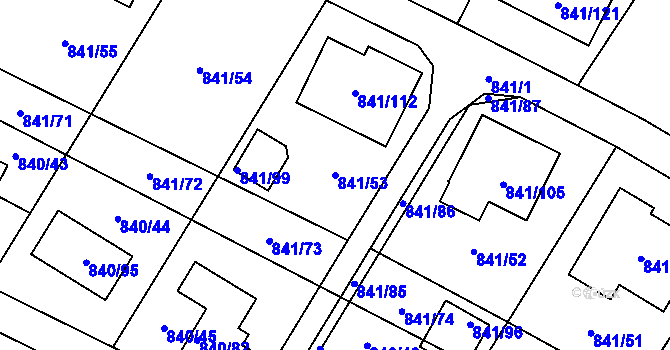 Parcela st. 841/53 v KÚ Libišany, Katastrální mapa