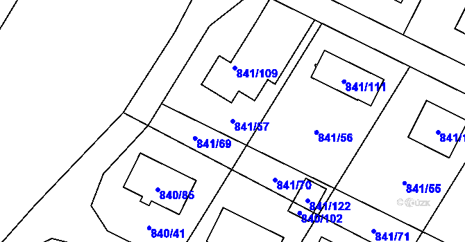 Parcela st. 841/57 v KÚ Libišany, Katastrální mapa