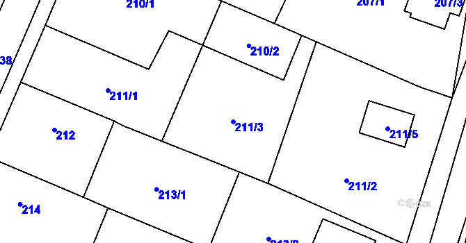 Parcela st. 211/3 v KÚ Libišany, Katastrální mapa
