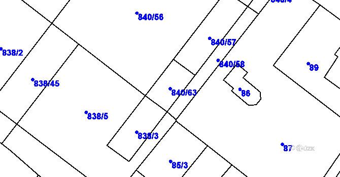 Parcela st. 840/63 v KÚ Libišany, Katastrální mapa