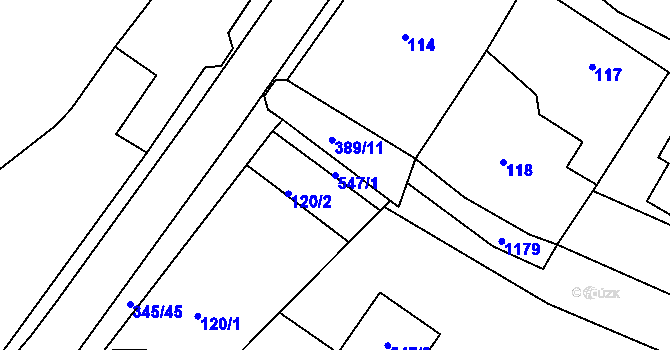 Parcela st. 547/1 v KÚ Libišany, Katastrální mapa