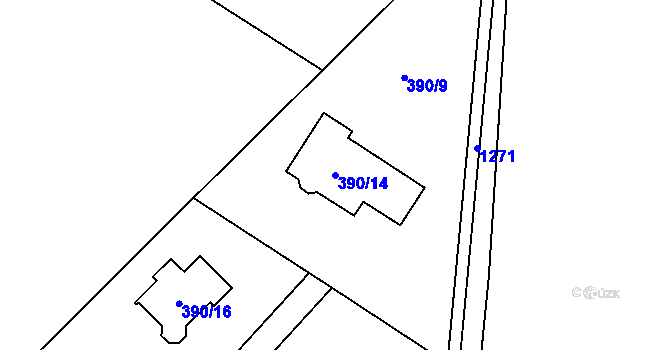 Parcela st. 390/14 v KÚ Libišany, Katastrální mapa