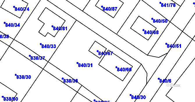 Parcela st. 840/67 v KÚ Libišany, Katastrální mapa