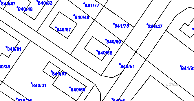 Parcela st. 840/68 v KÚ Libišany, Katastrální mapa
