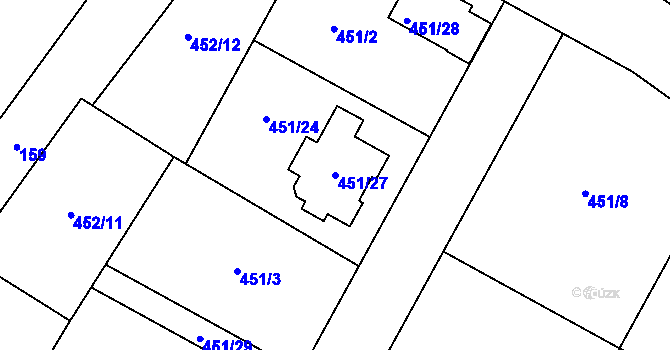 Parcela st. 451/27 v KÚ Libišany, Katastrální mapa