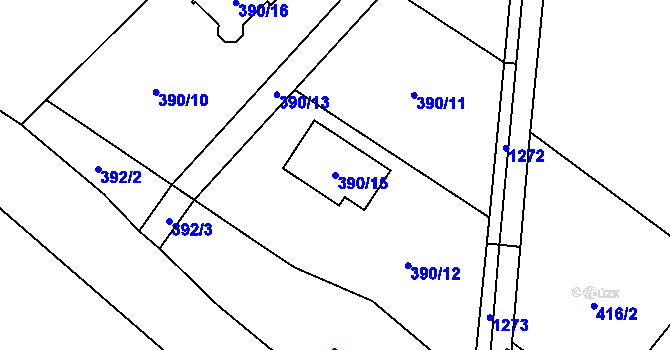 Parcela st. 390/15 v KÚ Libišany, Katastrální mapa