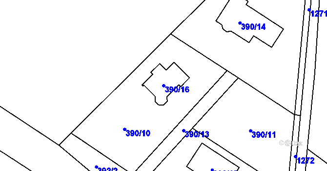 Parcela st. 390/16 v KÚ Libišany, Katastrální mapa