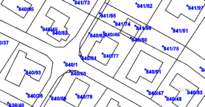 Parcela st. 840/77 v KÚ Libišany, Katastrální mapa