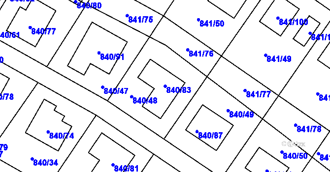 Parcela st. 840/83 v KÚ Libišany, Katastrální mapa