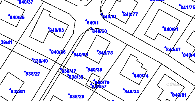 Parcela st. 840/78 v KÚ Libišany, Katastrální mapa