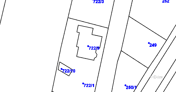 Parcela st. 722/9 v KÚ Libišany, Katastrální mapa