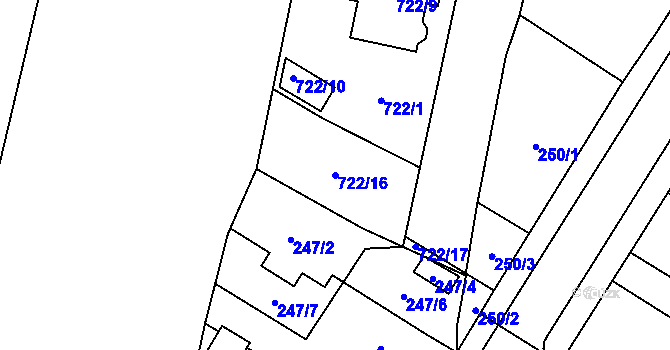 Parcela st. 722/16 v KÚ Libišany, Katastrální mapa
