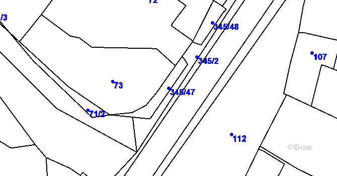 Parcela st. 345/47 v KÚ Libišany, Katastrální mapa