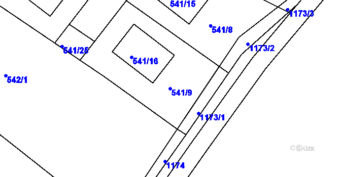 Parcela st. 541/9 v KÚ Libišany, Katastrální mapa