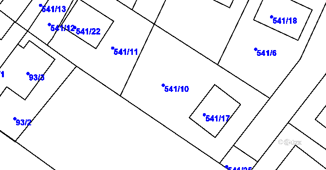 Parcela st. 541/10 v KÚ Libišany, Katastrální mapa
