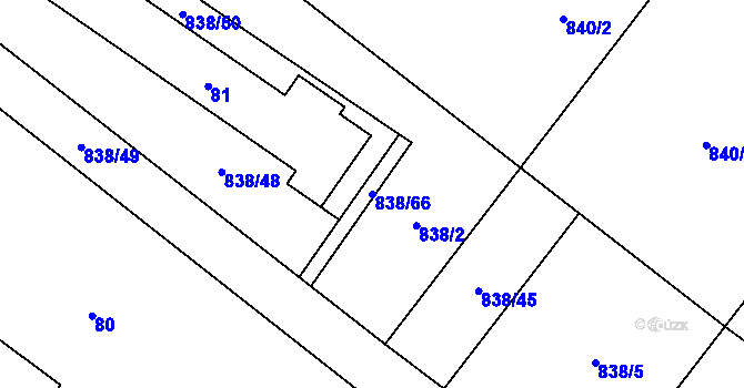Parcela st. 838/66 v KÚ Libišany, Katastrální mapa