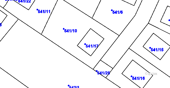 Parcela st. 541/17 v KÚ Libišany, Katastrální mapa