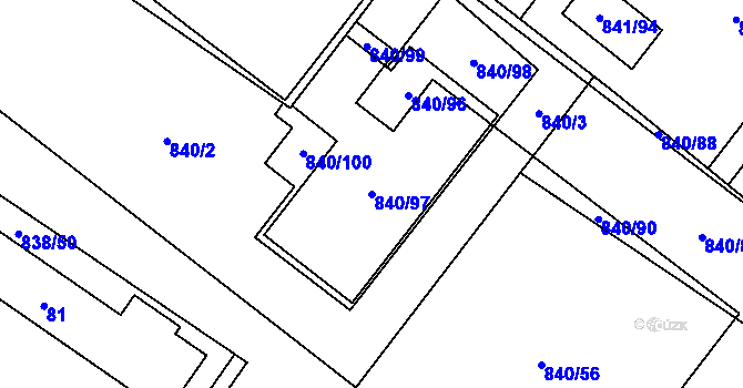 Parcela st. 840/97 v KÚ Libišany, Katastrální mapa
