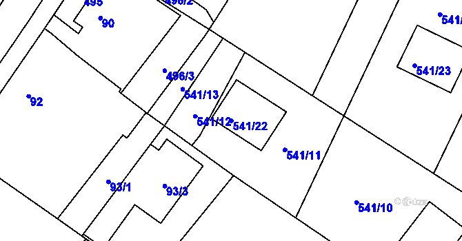 Parcela st. 541/22 v KÚ Libišany, Katastrální mapa