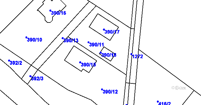 Parcela st. 390/18 v KÚ Libišany, Katastrální mapa