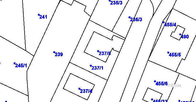 Parcela st. 237/5 v KÚ Libišany, Katastrální mapa