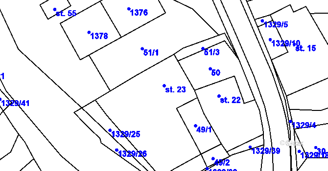 Parcela st. 23 v KÚ Libkov, Katastrální mapa