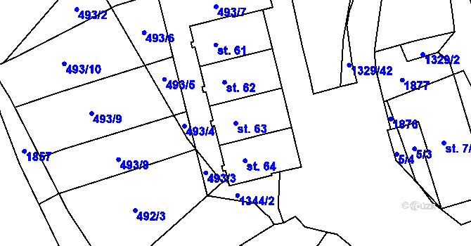 Parcela st. 63 v KÚ Libkov, Katastrální mapa